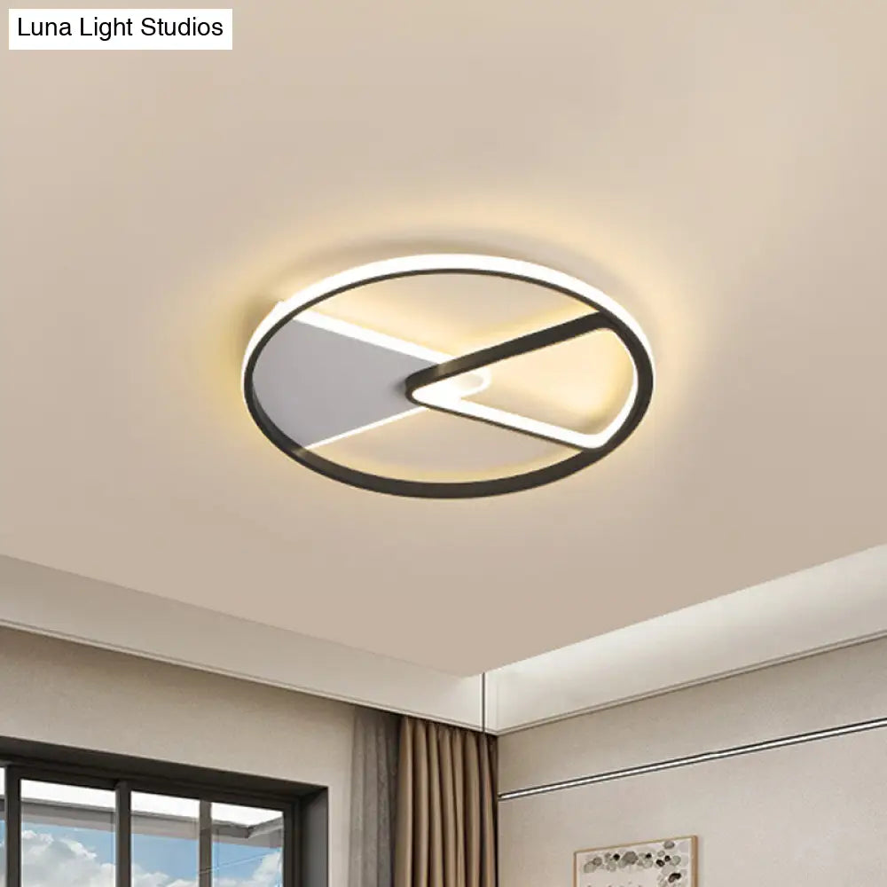 Modern Sector Frame Flushmount Led Bedroom Light - 16.5/20.5 Acrylic Black/White/Warm White