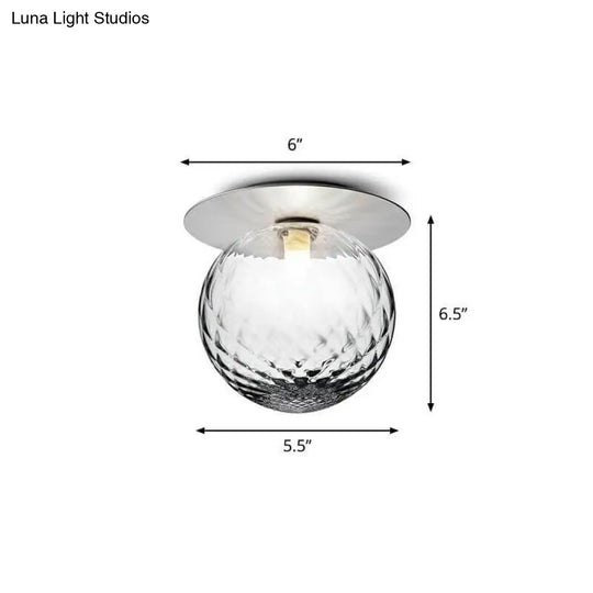 Modern Semi Flush Mount Ceiling Lamp With Ball Glass Shade - 1 Bulb Aisle Lighting Silver / Clear