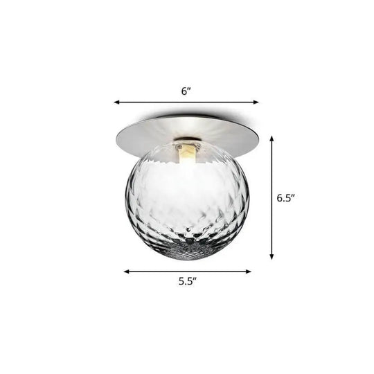 Modern Semi Flush Mount Ceiling Lamp With Ball Glass Shade - 1 Bulb Aisle Lighting Silver / Clear