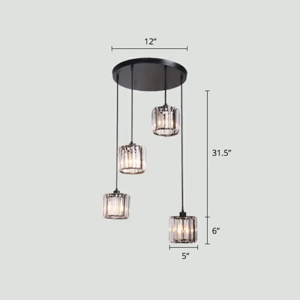 Modern Shaded Glass Multi-Light Pendant For Living Room Ceiling 4 / Black