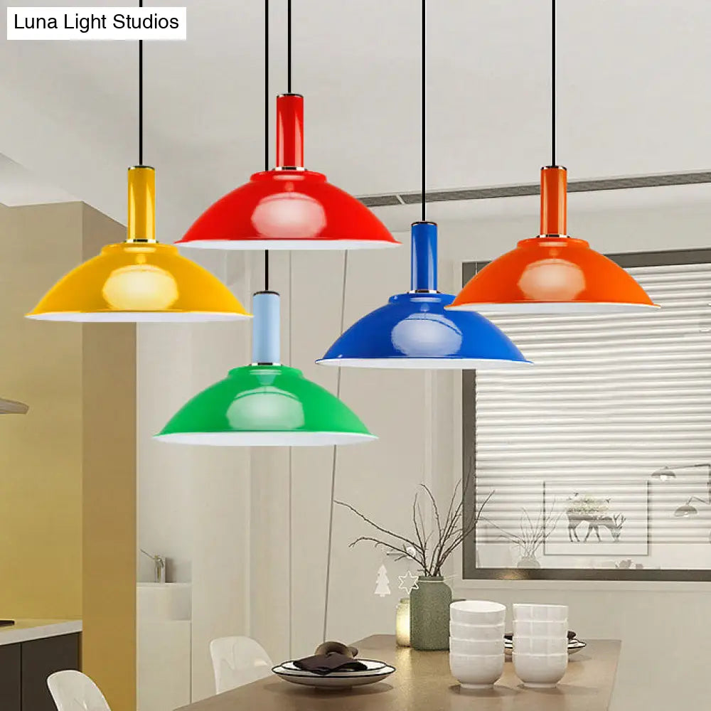 Modern Shallow Bowl Pendant Light In Vibrant Aluminum Finish Multiple Color Options For Retail