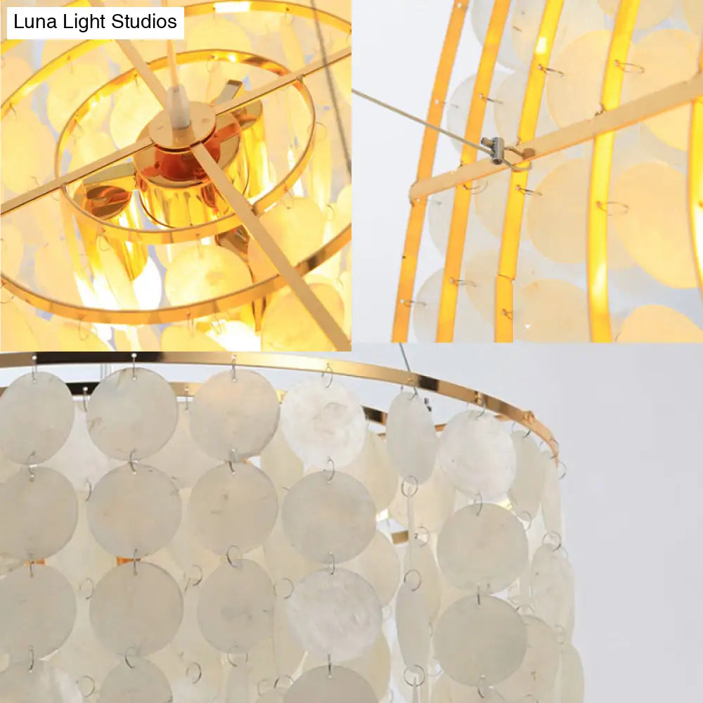 Modern Shell Led Pendant Ceiling Light For Bedroom - White Wind Chime Hanging Lighting