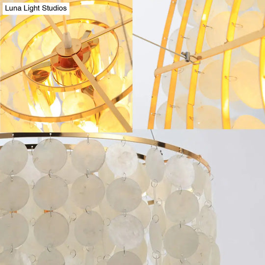 Modern Shell Led Pendant Ceiling Light For Bedroom - White Wind Chime Hanging Lighting