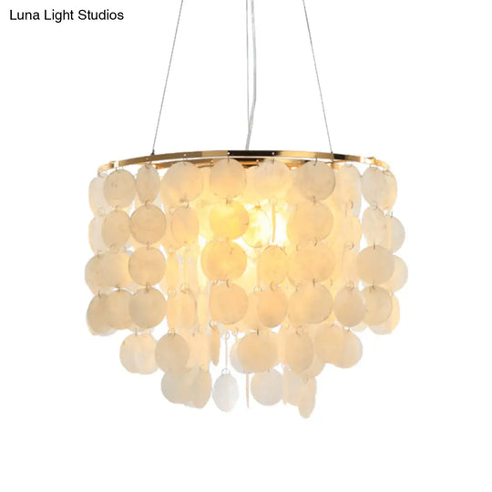 Modern Shell Tiered Chandelier Pendant Light - 4 Lights White Dia Sizes: 15 19.5 27.5