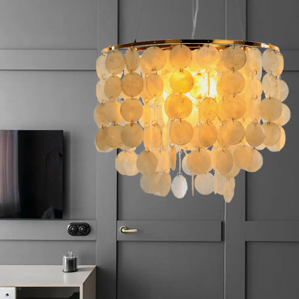 Modern Shell Tiered Chandelier Pendant Light - 4 Lights White Dia Sizes: 15 19.5 27.5 /