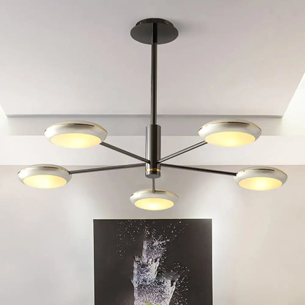 Modern Silver 5-Light Disc Hanging Ceiling Chandelier For Dining Rooms