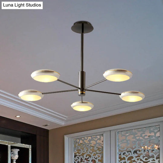 Modern Silver 5-Light Disc Hanging Ceiling Chandelier For Dining Rooms