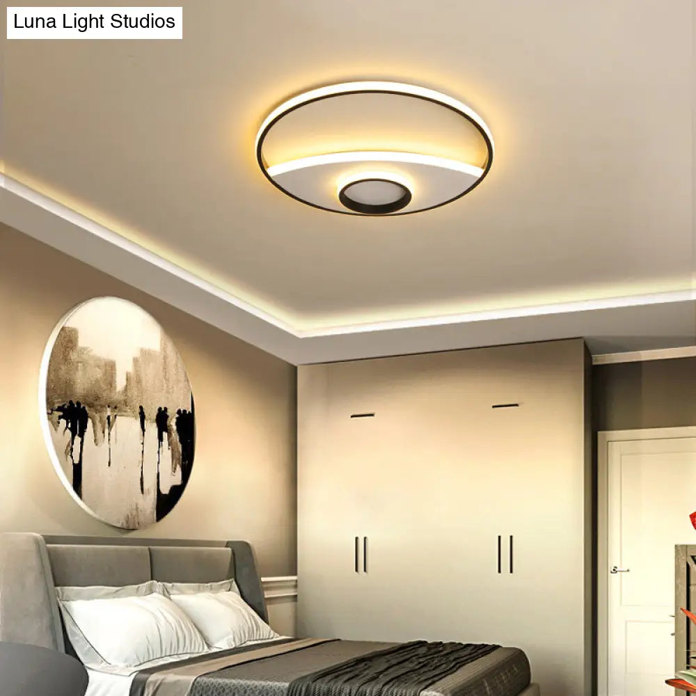 Modern Silver Circle Ceiling Fixture: Acrylic Flushmount Lights In Warm/White 16/19.5/23.5