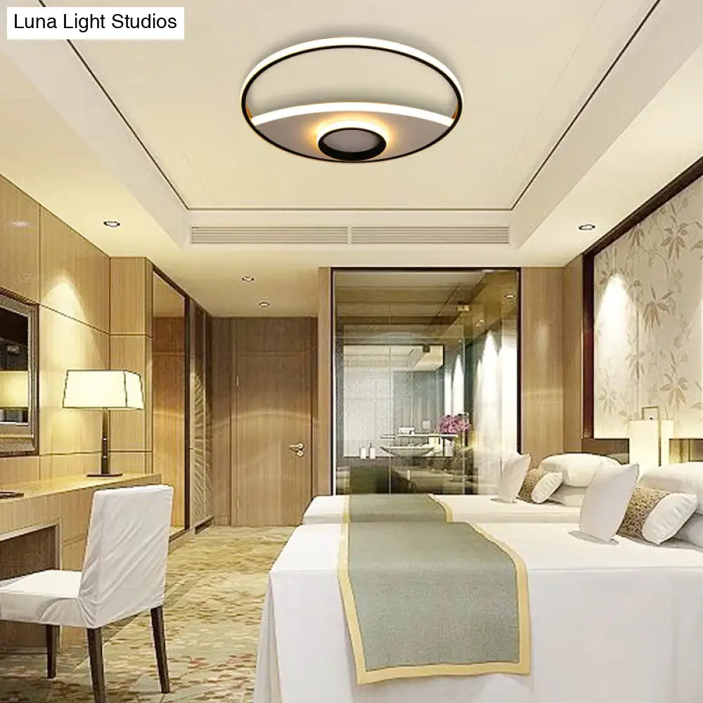 Modern Silver Circle Ceiling Fixture: Acrylic Flushmount Lights In Warm/White 16/19.5/23.5