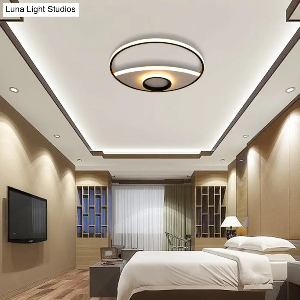 Modern Silver Circle Ceiling Fixture: Acrylic Flushmount Lights In Warm/White 16/19.5/23.5