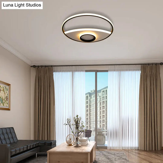 Modern Silver Circle Ceiling Fixture: Acrylic Flushmount Lights In Warm/White 16/19.5/23.5