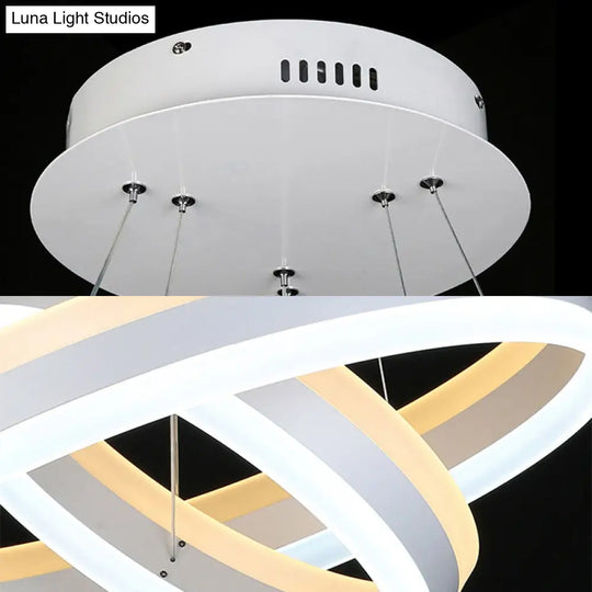 Modern Silver Circular Led Chandelier Pendant Light Fixture | 1/2/3-Light Acrylic Ceiling Lighting