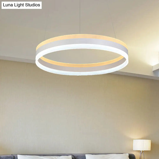 Modern Silver Circular Led Chandelier Pendant Light Fixture | 1/2/3-Light Acrylic Ceiling Lighting