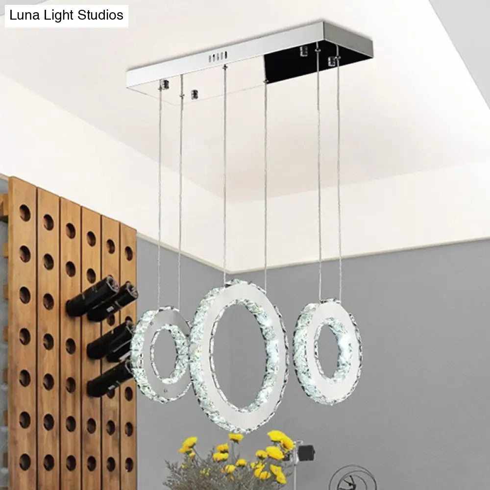 Modern Silver Crystal Pendant Light For Dining Room- 3/5 Lights 3 /