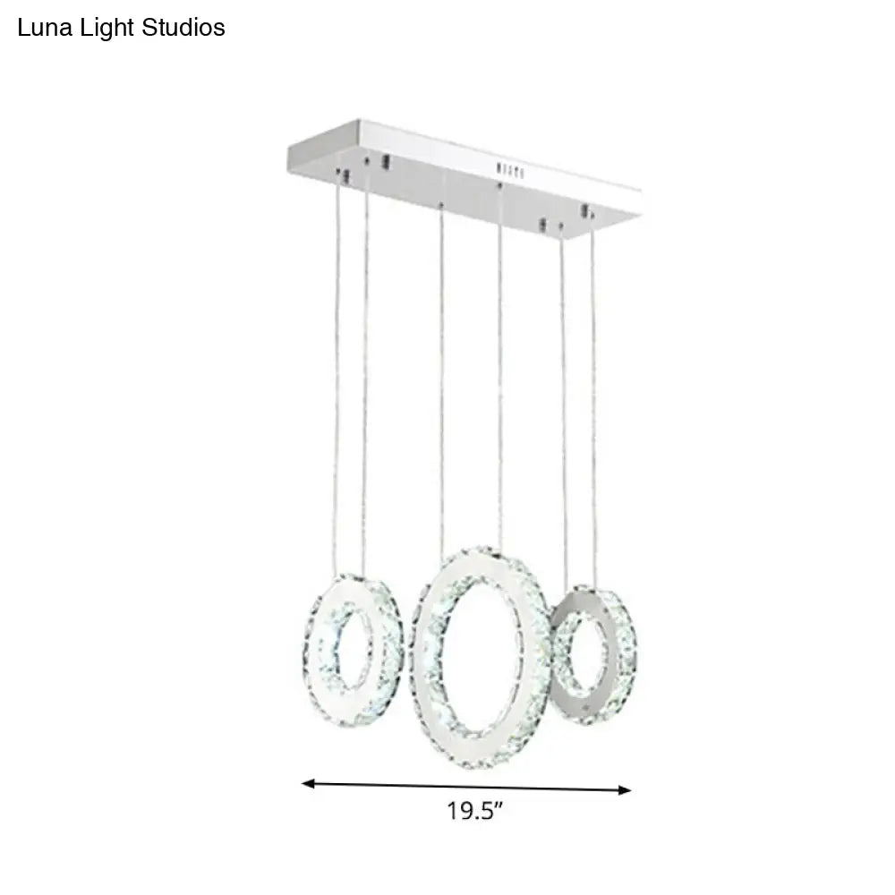 Modern Silver Crystal Pendant Light For Dining Room- 3/5 Lights