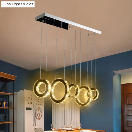 Modern Silver Crystal Pendant Light For Dining Room- 3/5 Lights 5 /