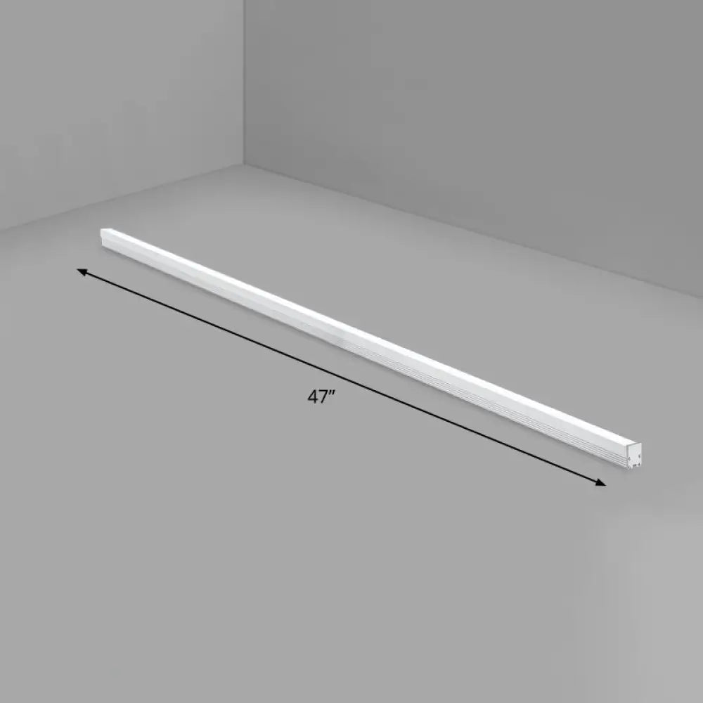 Modern Silver Finish Led Ceiling Light Fixture For Office - Aluminum Rod Shape Flushmount / 47’