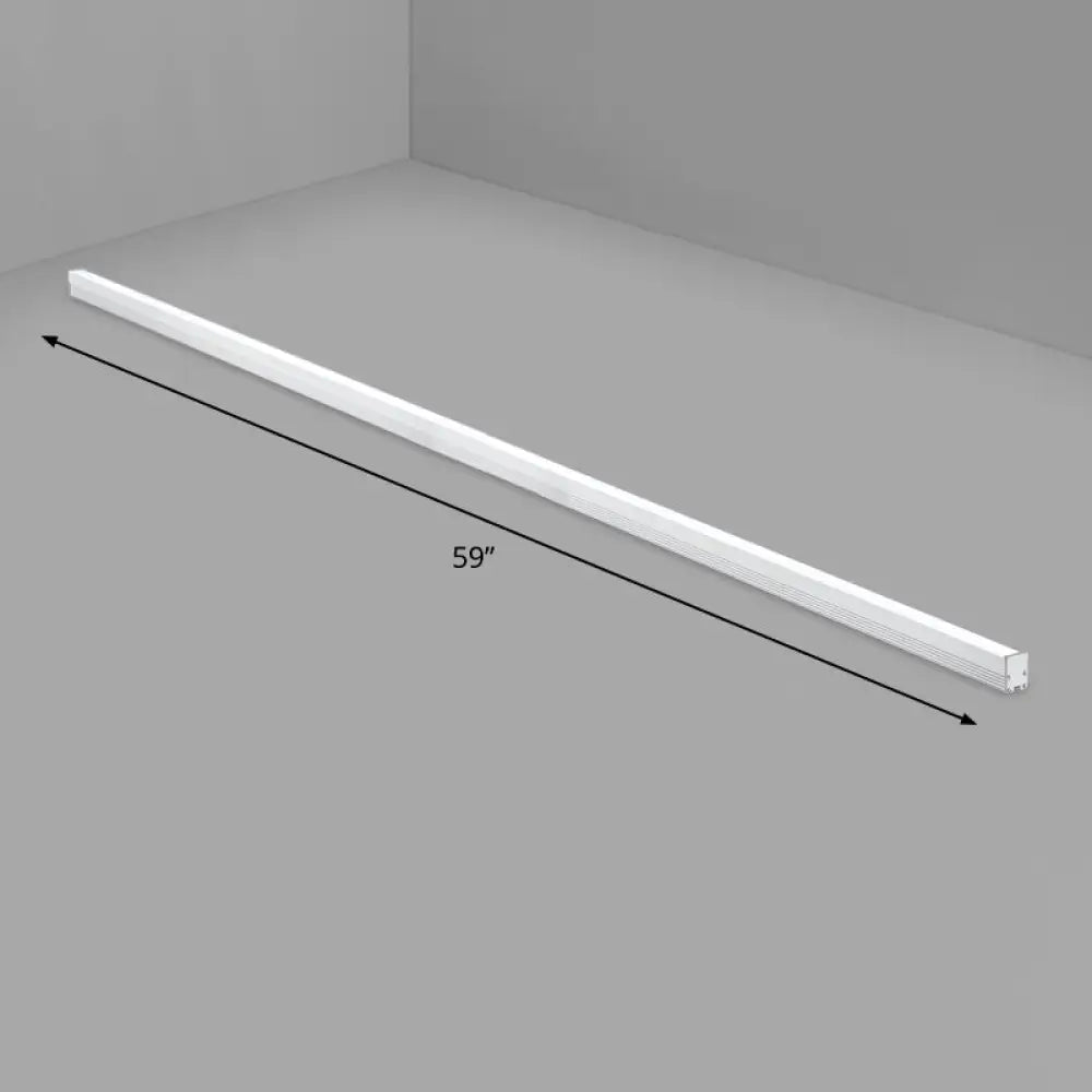 Modern Silver Finish Led Ceiling Light Fixture For Office - Aluminum Rod Shape Flushmount / 59’