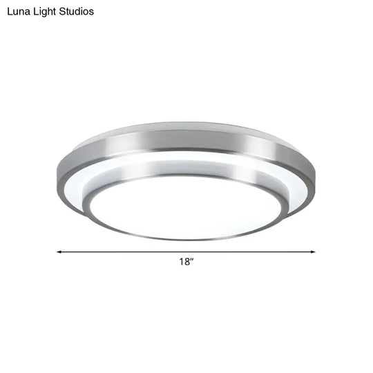 Modern Silver Flush Mount Lighting With Acrylic Shade Integrated Led Ceiling Light For Living Room