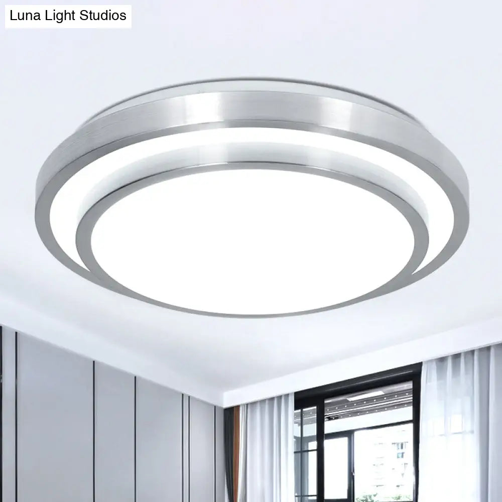Modern Silver Flush Mount Lighting With Acrylic Shade Integrated Led Ceiling Light For Living Room