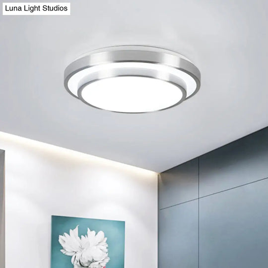 Modern Silver Flush Mount Lighting With Acrylic Shade Integrated Led Ceiling Light For Living Room