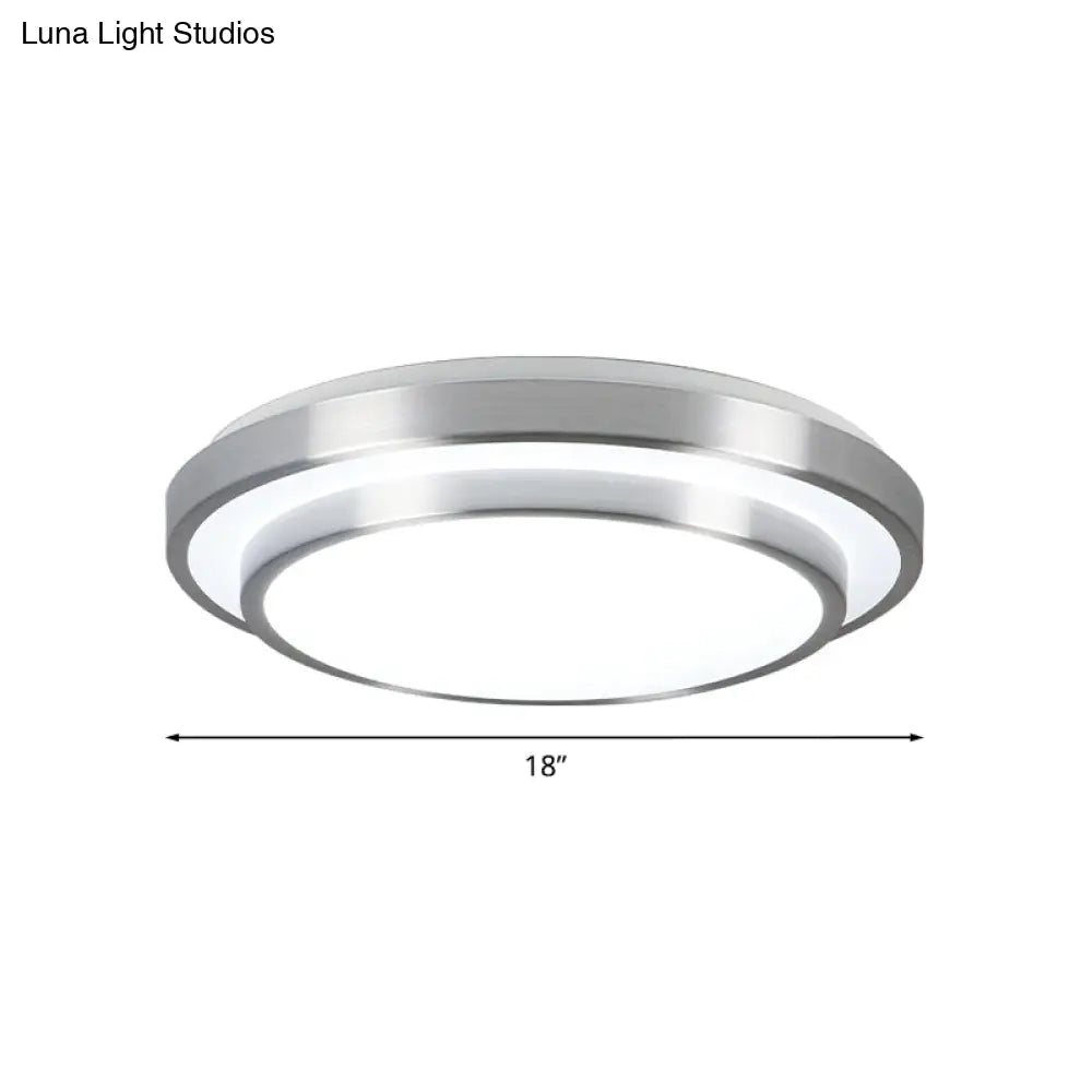 Modern Silver Flush Mount Lighting With Acrylic Shade – Integrated Led Ceiling Light For Living