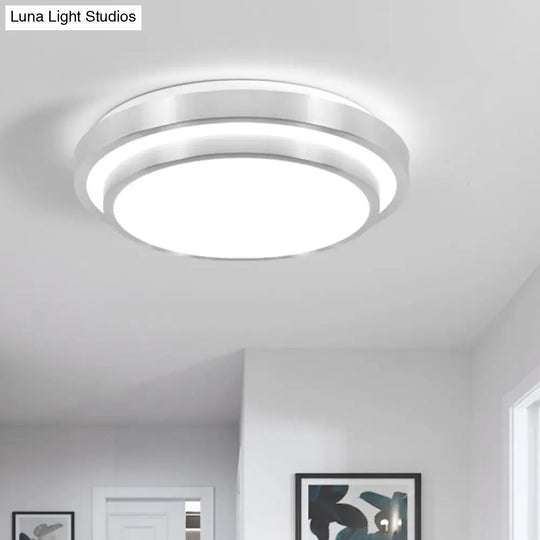 Modern Silver Flush Mount Lighting With Acrylic Shade – Integrated Led Ceiling Light For Living