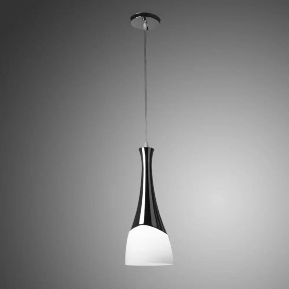 Modern Silver Funnel Shaped Hanging Light Fixture With White Glass Multi Pendant For Diner 1 /