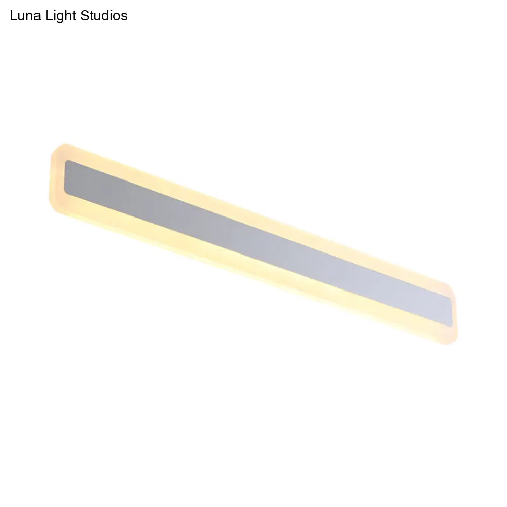 Modern Silver Led Washbasin Wall Lighting Fixture - 16/20.5 L Elongated Metal Shade In Warm/White