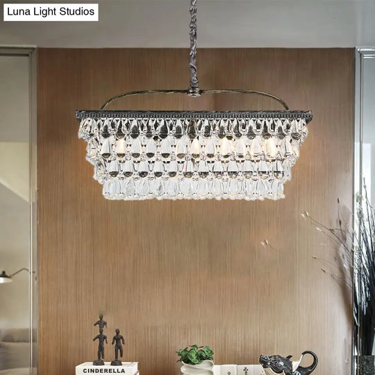 Modern Silver Teardrop Crystal Ceiling Light With 4/6 Heads For Living Room Island