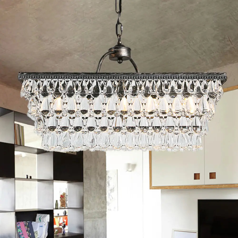 Modern Silver Teardrop Crystal Ceiling Light With 4/6 Heads For Living Room Island 4 /