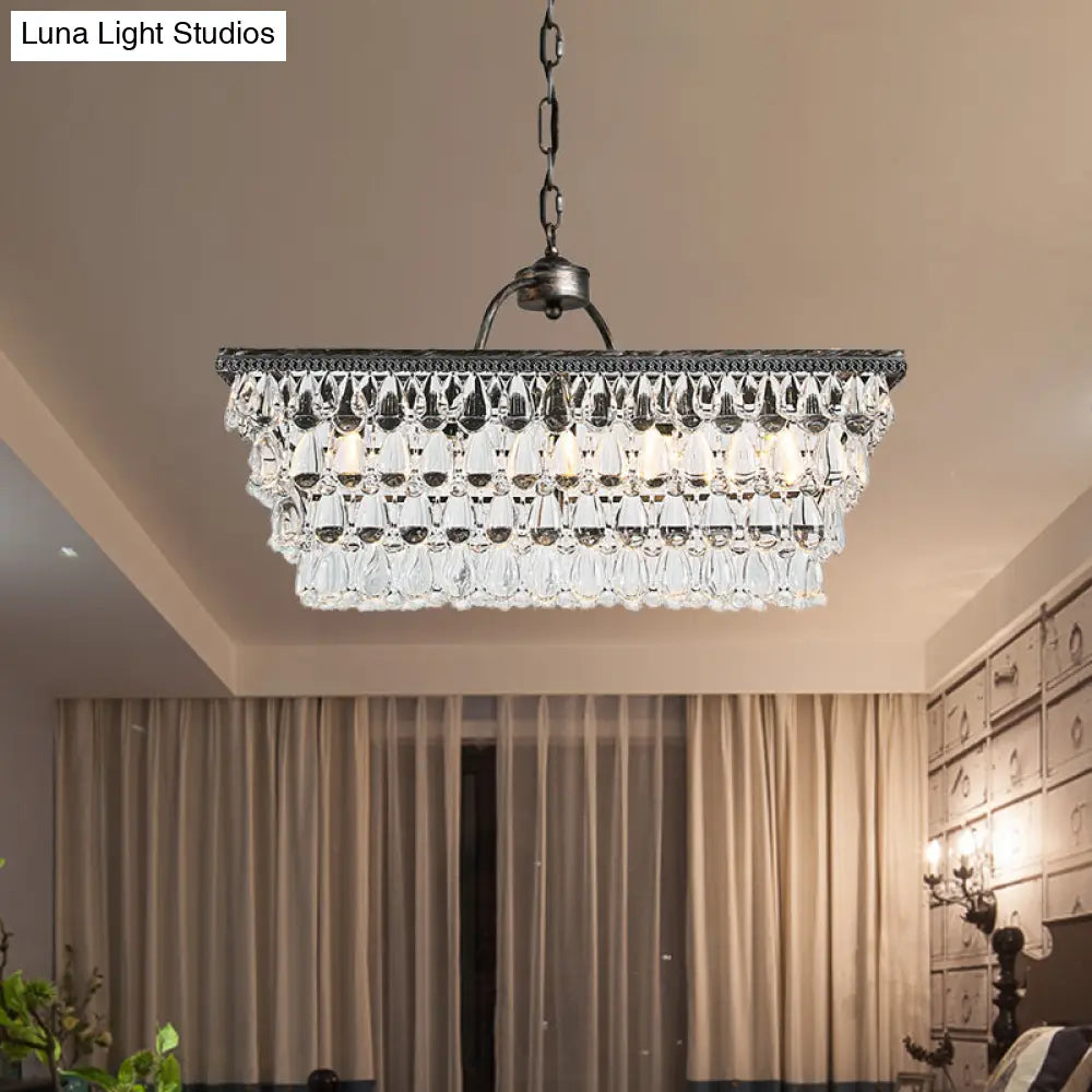 Modern Silver Teardrop Crystal Ceiling Light With 4/6 Heads For Living Room Island