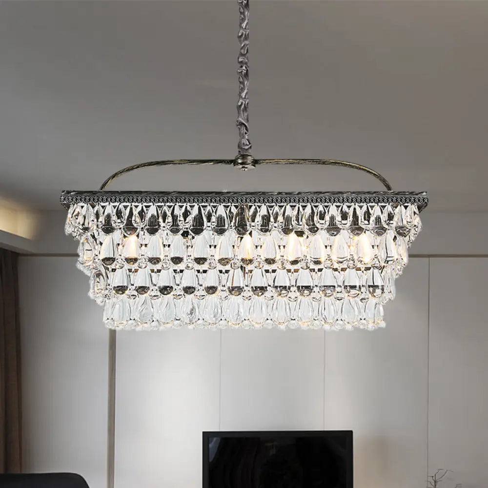 Modern Silver Teardrop Crystal Ceiling Light With 4/6 Heads For Living Room Island 6 /