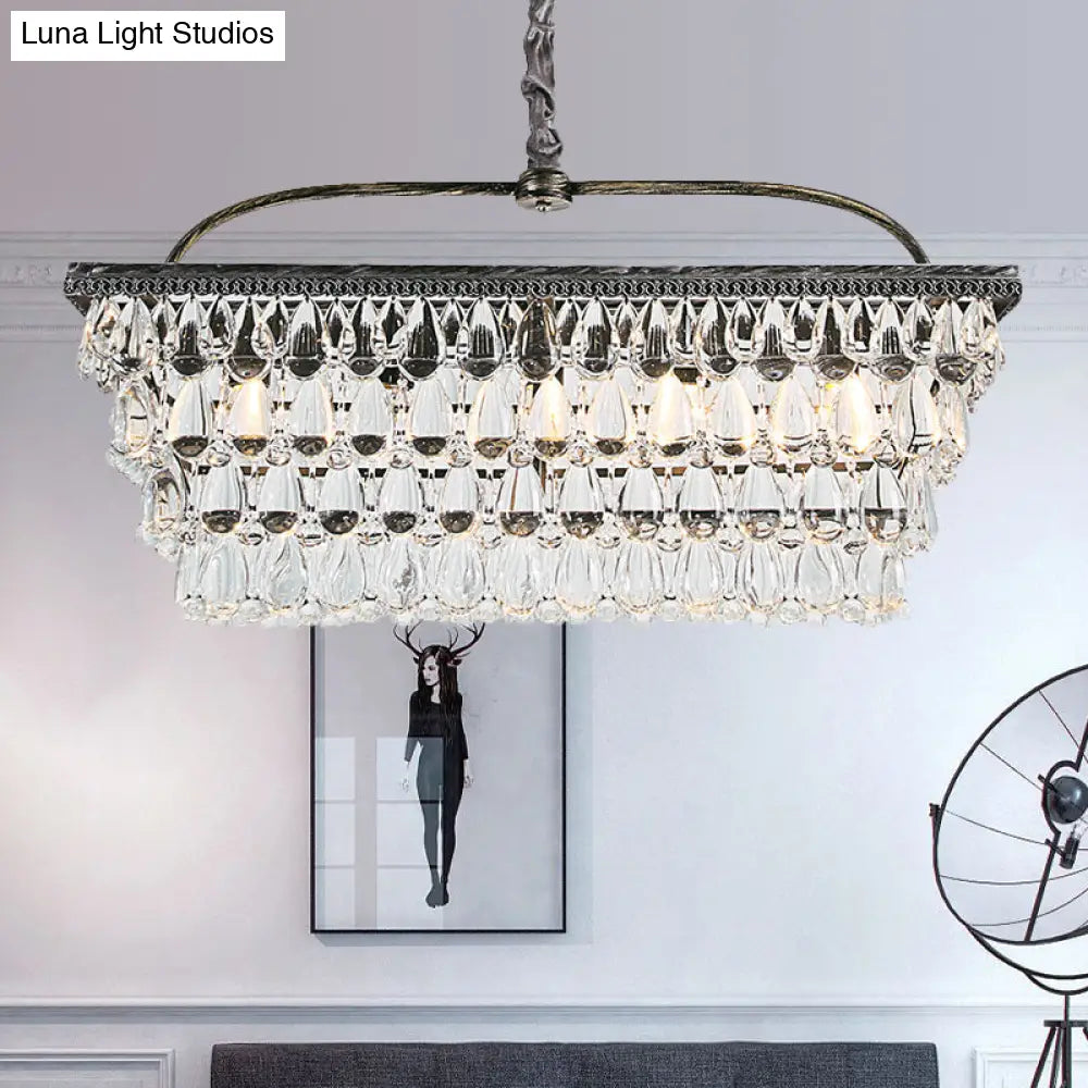 Modern Silver Teardrop Crystal Ceiling Light With 4/6 Heads For Living Room Island