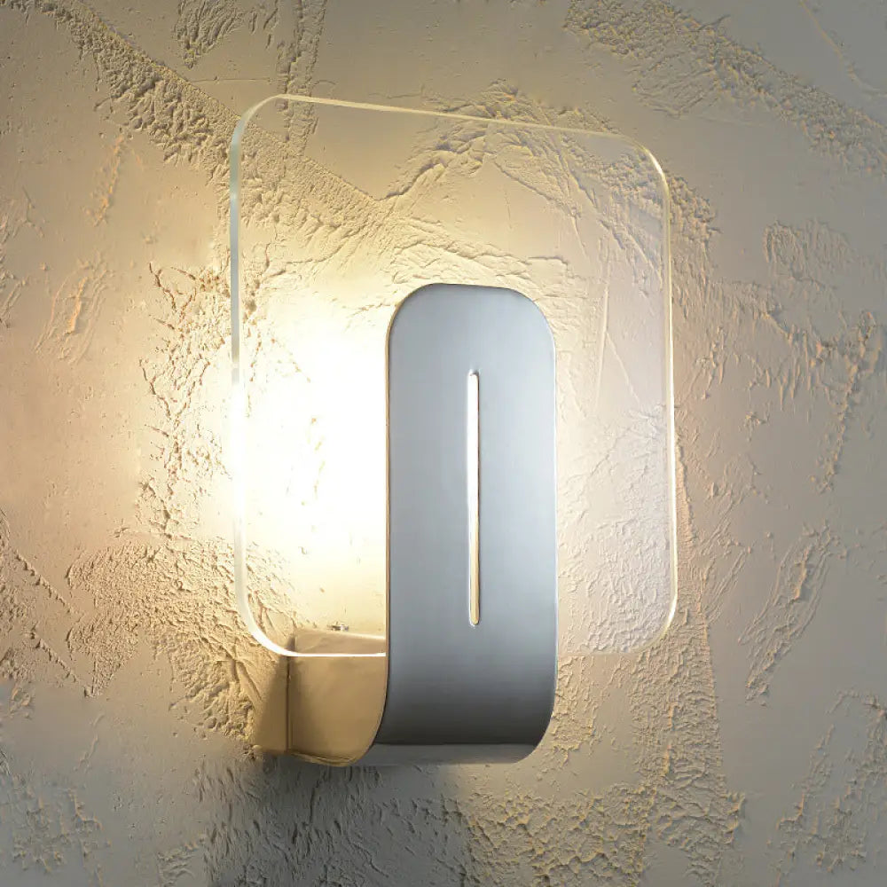 Modern Silver Wall Mounted Sconce Light For Bathroom With Clear Glass Shade