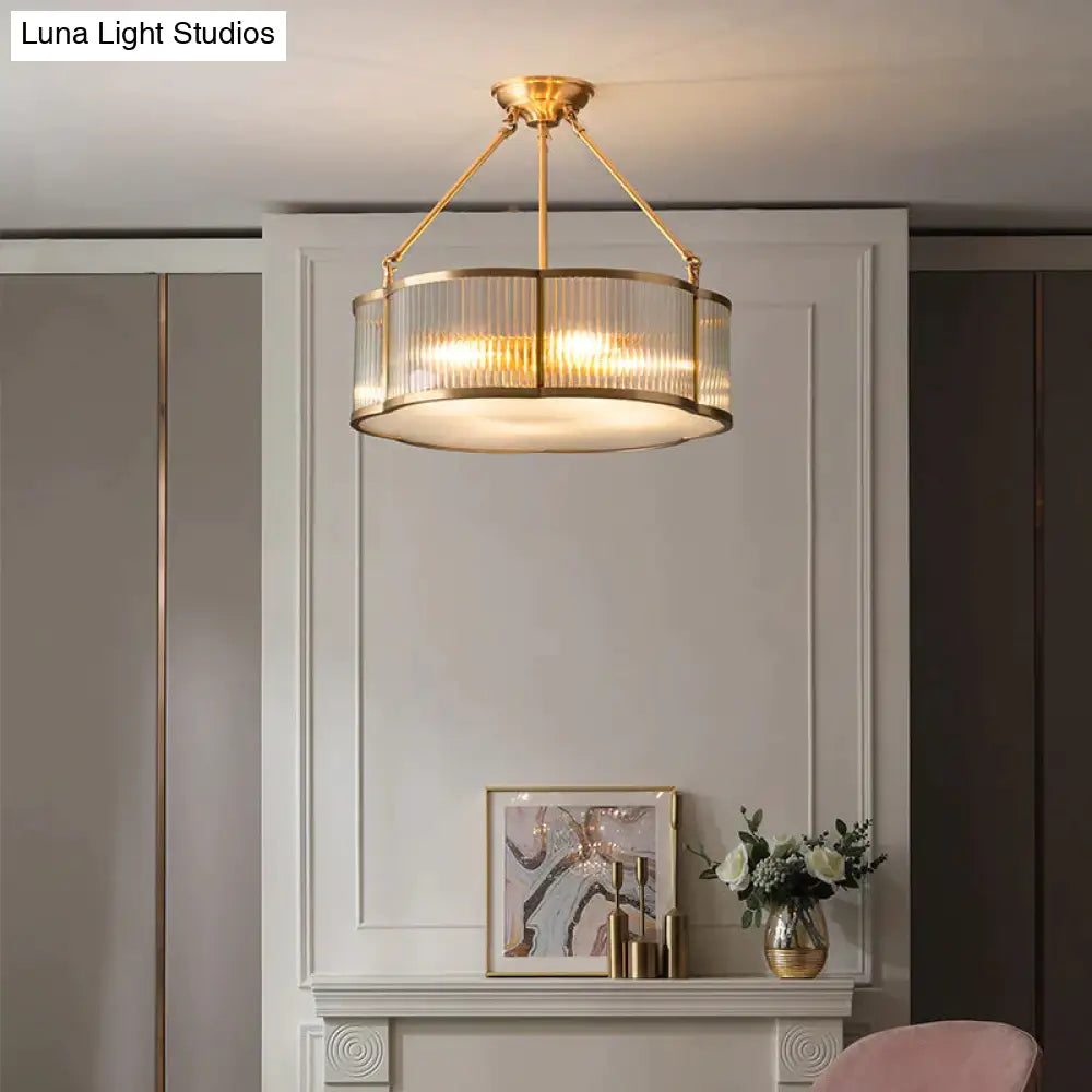 Modern Simple Bedroom Dining Room Light Copper Ceiling Lamp