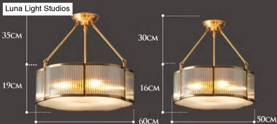 Modern Simple Bedroom Dining Room Light Copper Ceiling Lamp