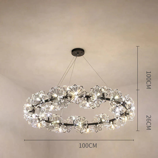 Modern Simple Bedroom Restaurant Light Luxury Crystal Creative Personality Living Room Round Dandelion Flower Decorative Chandelier