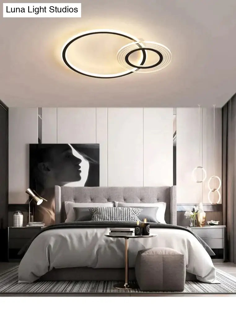 Modern Simple Circle Warm Room Living Led Ceiling Lamp