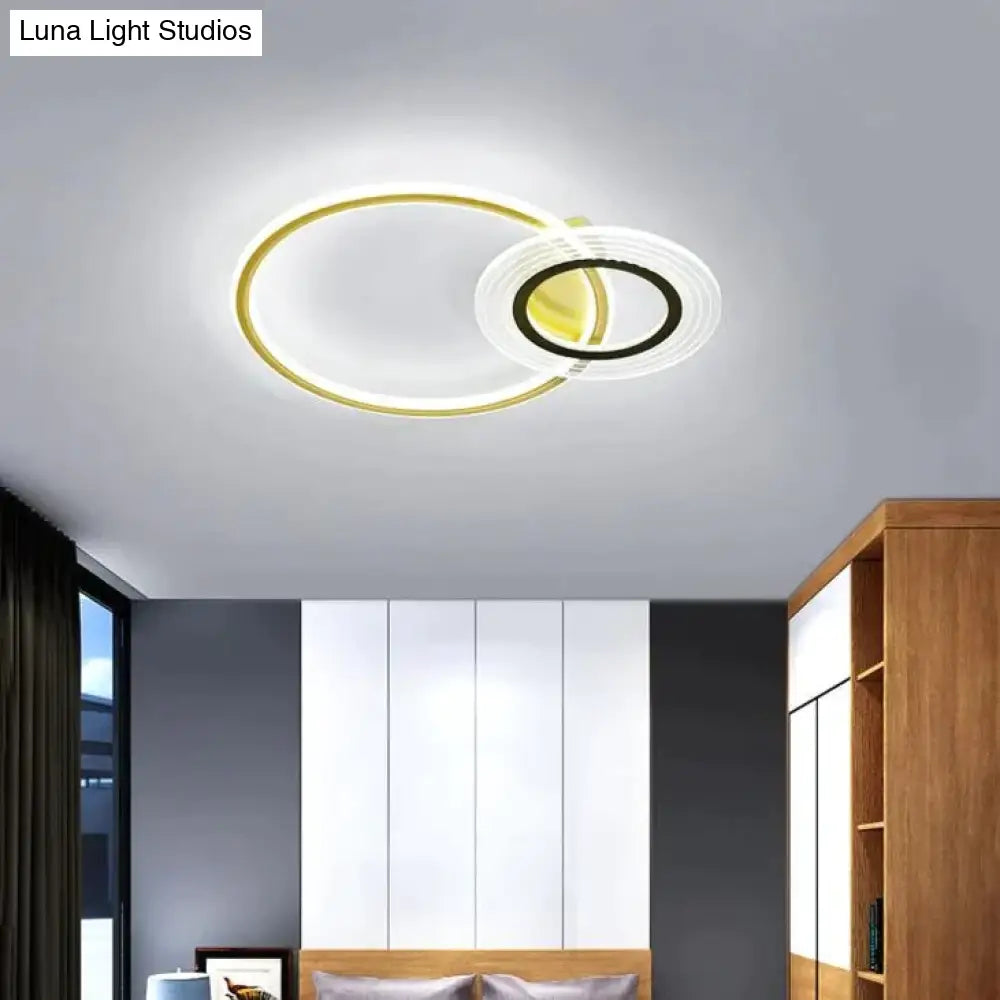 Modern Simple Circle Warm Room Living Led Ceiling Lamp Black Gold-47Cm / White Light