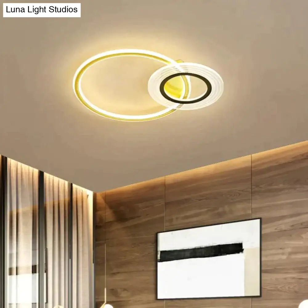 Modern Simple Circle Warm Room Living Led Ceiling Lamp Black Gold-47Cm / Three-Color Light