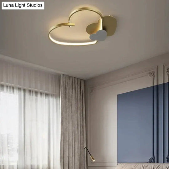 Modern Simple Copper Heart-Shaped Led Room Ceiling Lamp