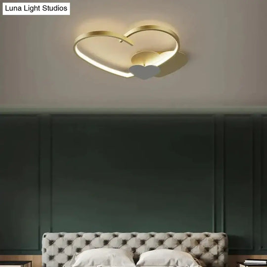 Modern Simple Copper Heart-Shaped Led Room Ceiling Lamp