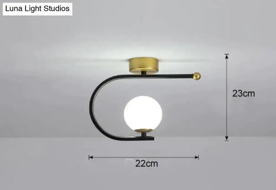 Modern Simple Corridor Lamp Circular Ceiling Black White Light