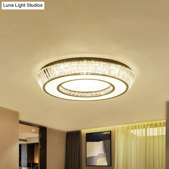 Modern Simple Crystal Block Led Coffee Flush Mount Lighting For Living Room Clear