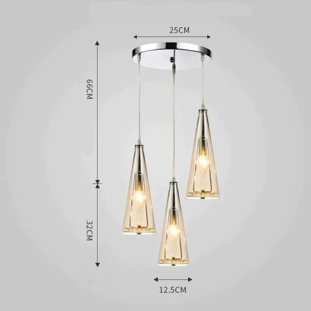 Modern Simple Led Chandelier Three Head Crystal Disc-Cognac / 5W Pendant