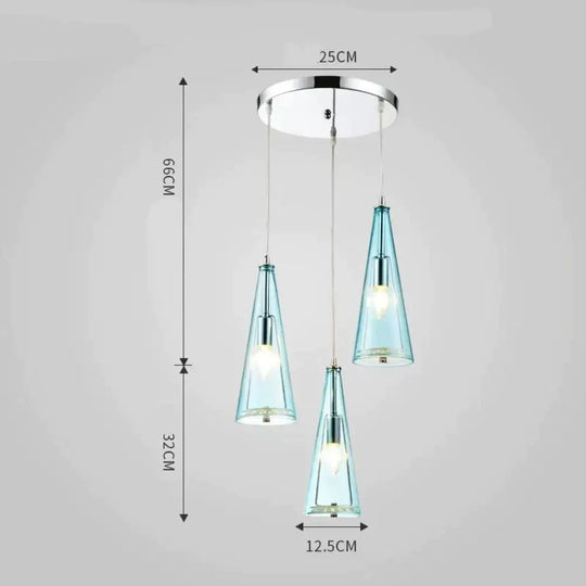 Modern Simple Led Chandelier Three Head Crystal Disc-Water-Blue / 5W Pendant