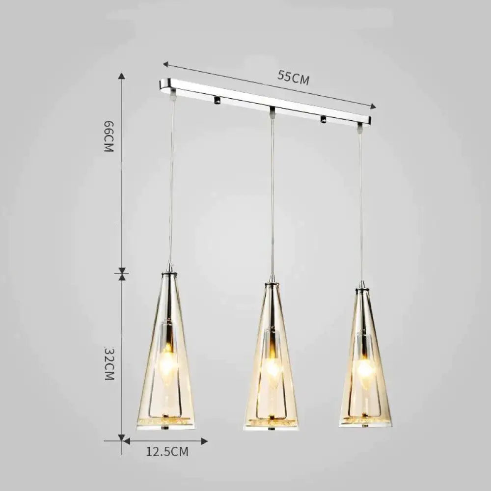 Modern Simple Led Chandelier Three Head Crystal Long-Plate-Cognac / 5W Pendant