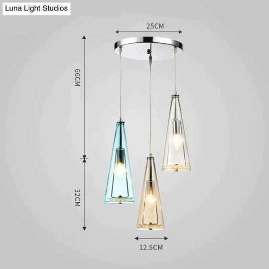 Modern Simple Led Chandelier Three Head Crystal Pendant