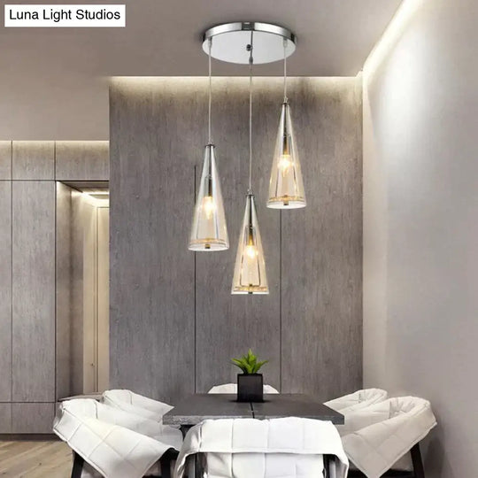 Modern Simple Led Chandelier Three Head Crystal Pendant